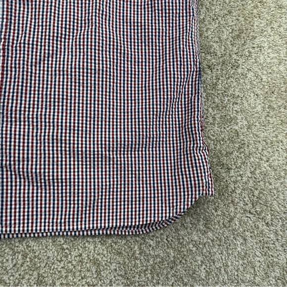 Brooks Brothers Red Fleece Checkered Seersucker Shirt Size L Red White Blue - Picture 6 of 14